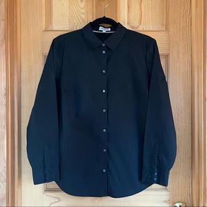 Express, women’s fitted button down shirt, Black, Size L